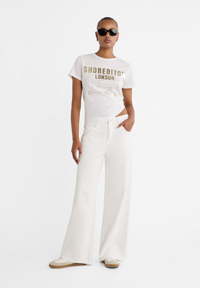 STRADIVARIUS Metalik Yazılı Tshirt