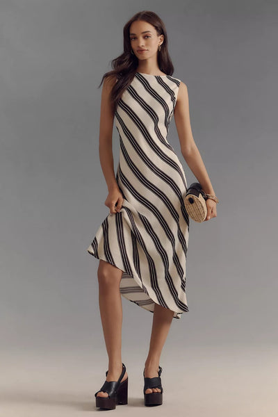 ANTHROPOLOGIE MAEVE Midi Saten Elbise