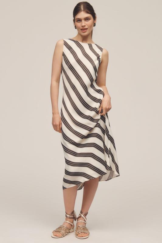 ANTHROPOLOGIE MAEVE Midi Saten Elbise