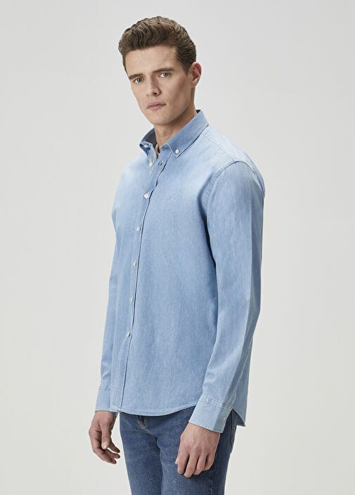 BEYMEN CLUB Comfort Fit Mavi Denim Gömlek