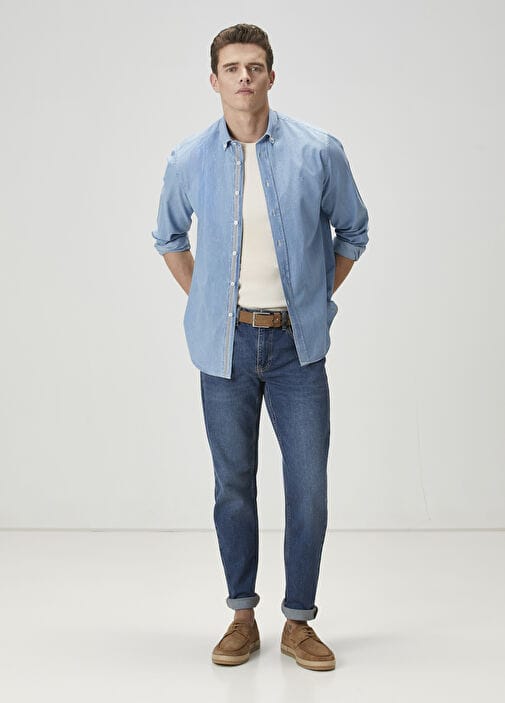BEYMEN CLUB Comfort Fit Mavi Denim Gömlek