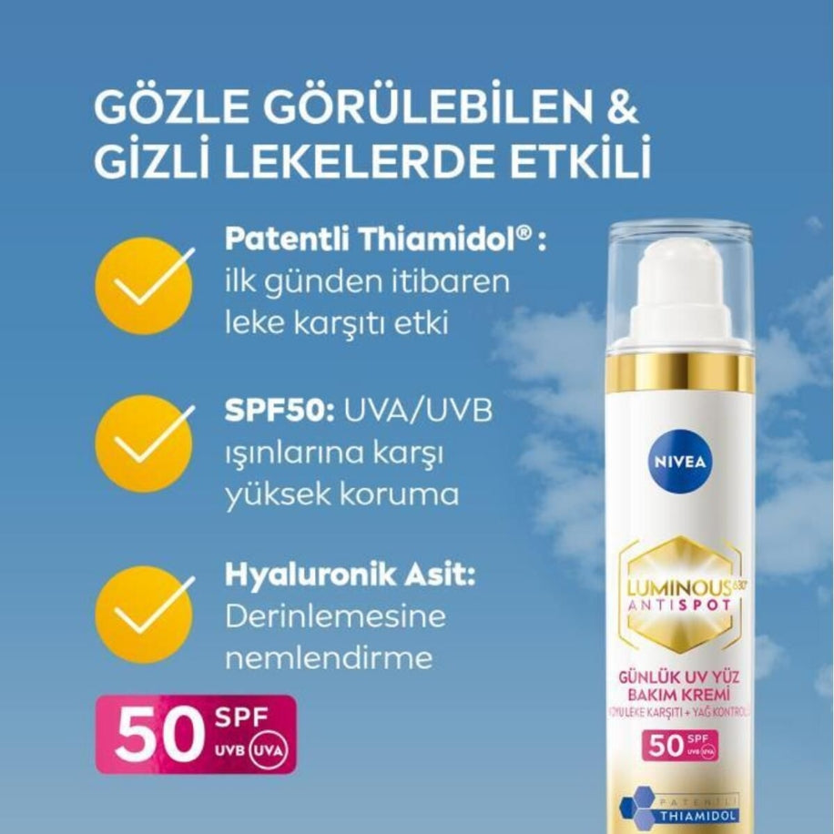 NIVEA Luminous630 SPF50 Leke Karşıtı Gündüz Yüz Güneş Kremi 40ml