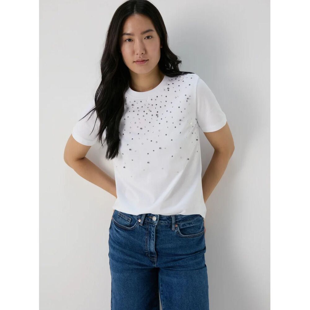 PAPAYA İnci ve Taş Detaylı Büyük Beden Tshirt