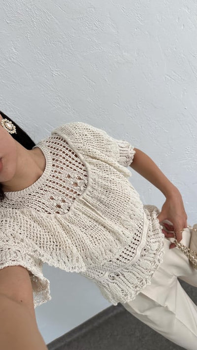 ZARA Fırfırlı Triko Romantik Bluz