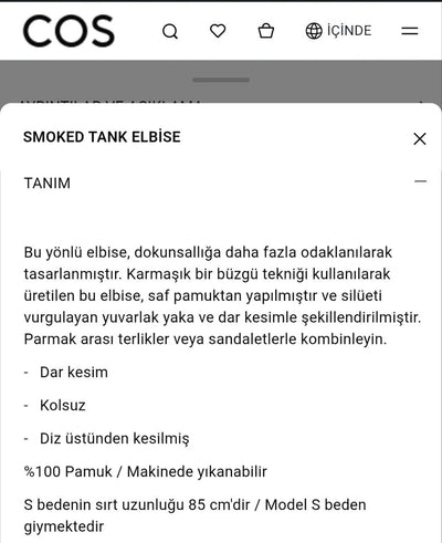 COS Büzgülü Kolsuz Elbise