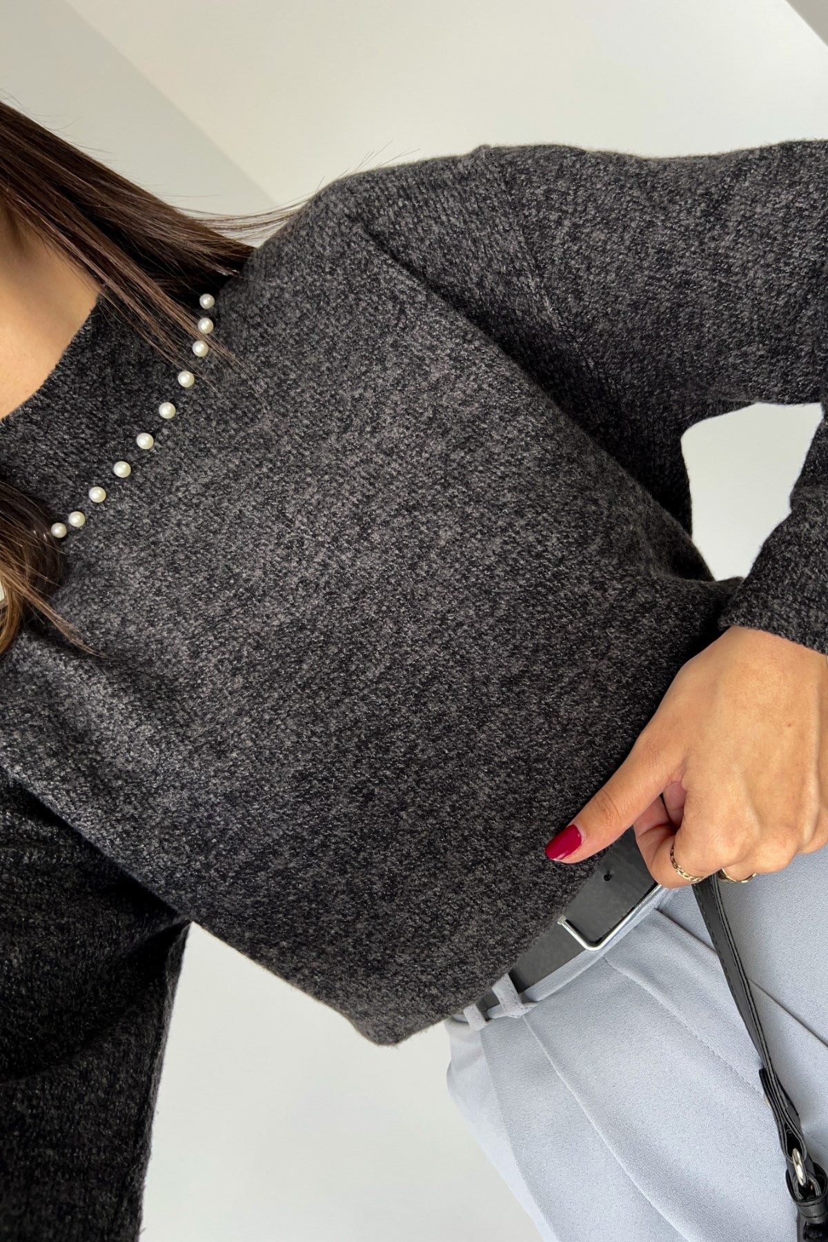 ZARA İnci Detaylı Balıkçı Yaka Kazak