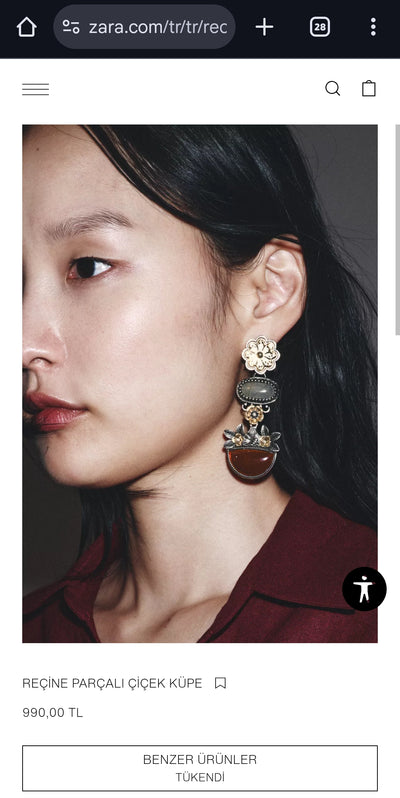 ZARA Reçine Parçalı Çiçek Küpe
