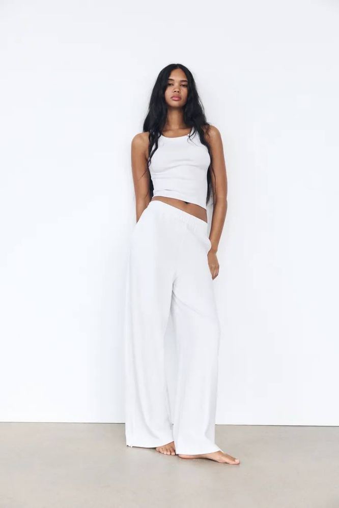ZARA Beli Lastikli Geniş Paça Pantolon