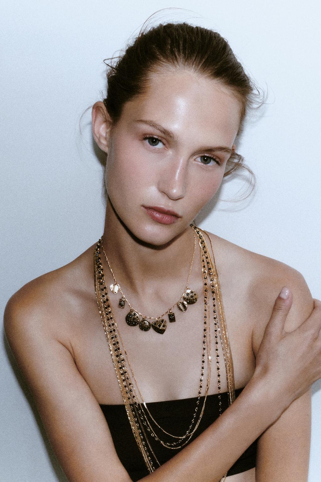 ZARA 3'LÜ ZİNCİR BONCUK CHARM KOLYE SETİ