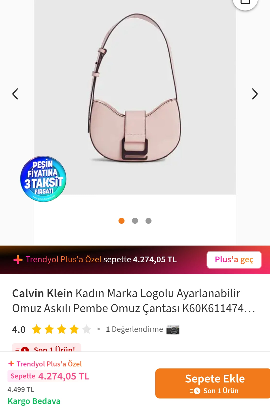 CALVIN KLEIN Off Duty Kadın Pembe Omuz Çantası