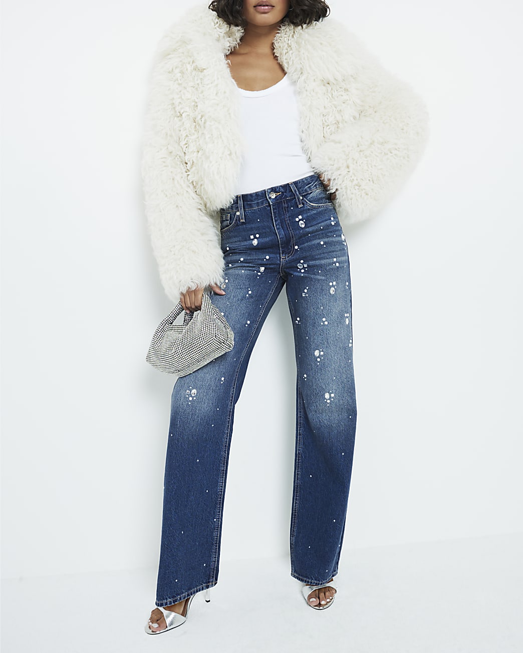 RIVER ISLAND Taşlı Düz Paça Jean