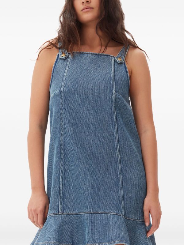 GANNI Fırfırlı Denim Elbise