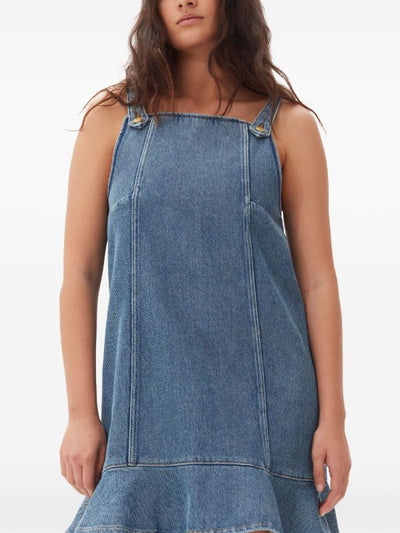 GANNI Fırfırlı Denim Elbise