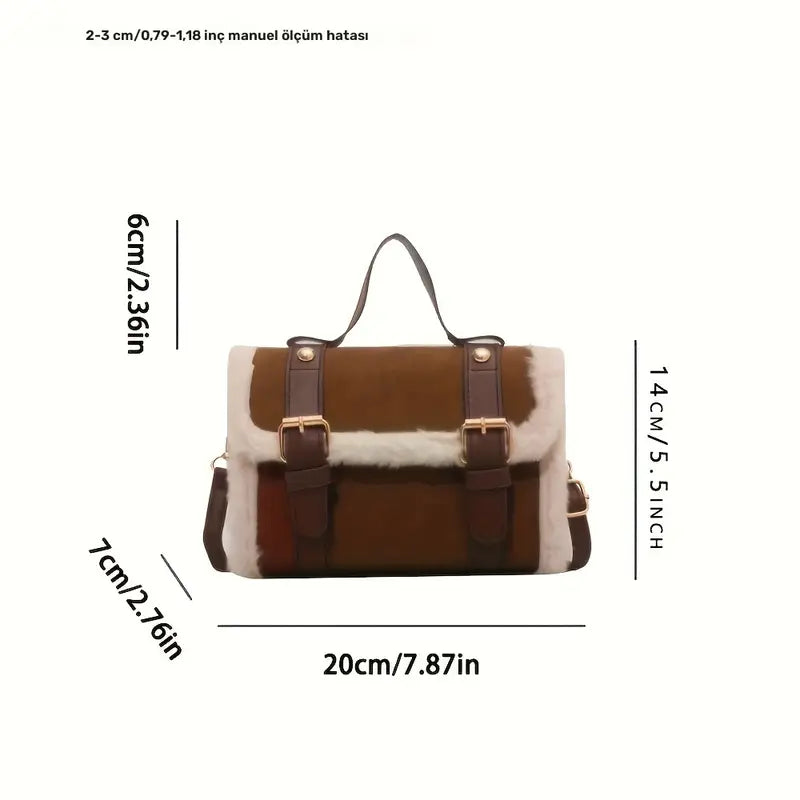 Peluş Detaylı Messenger Çanta