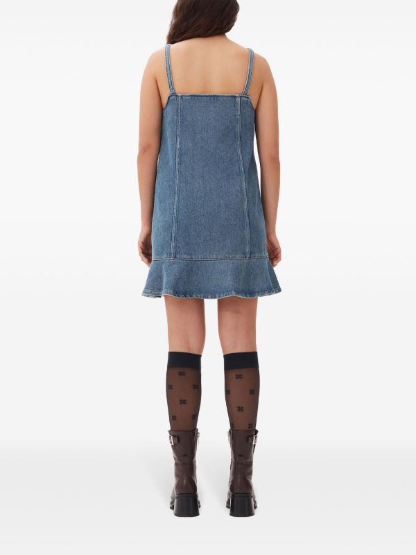 GANNI Fırfırlı Denim Elbise