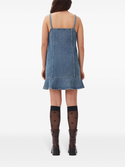 GANNI Fırfırlı Denim Elbise