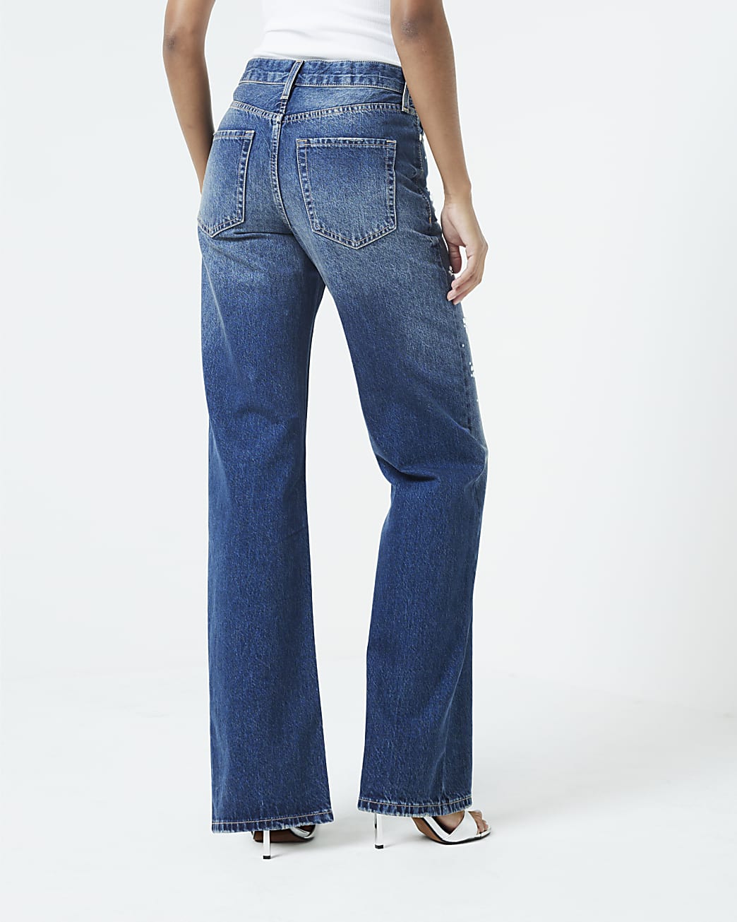 RIVER ISLAND Taşlı Düz Paça Jean