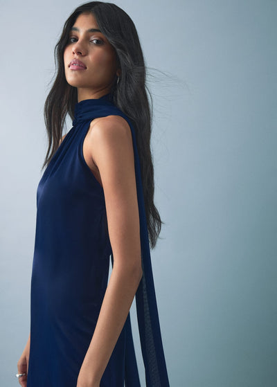 MANGO Halter Yaka Saten Elbise