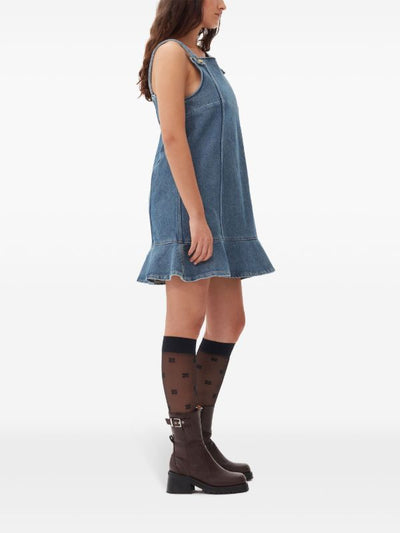 GANNI Fırfırlı Denim Elbise