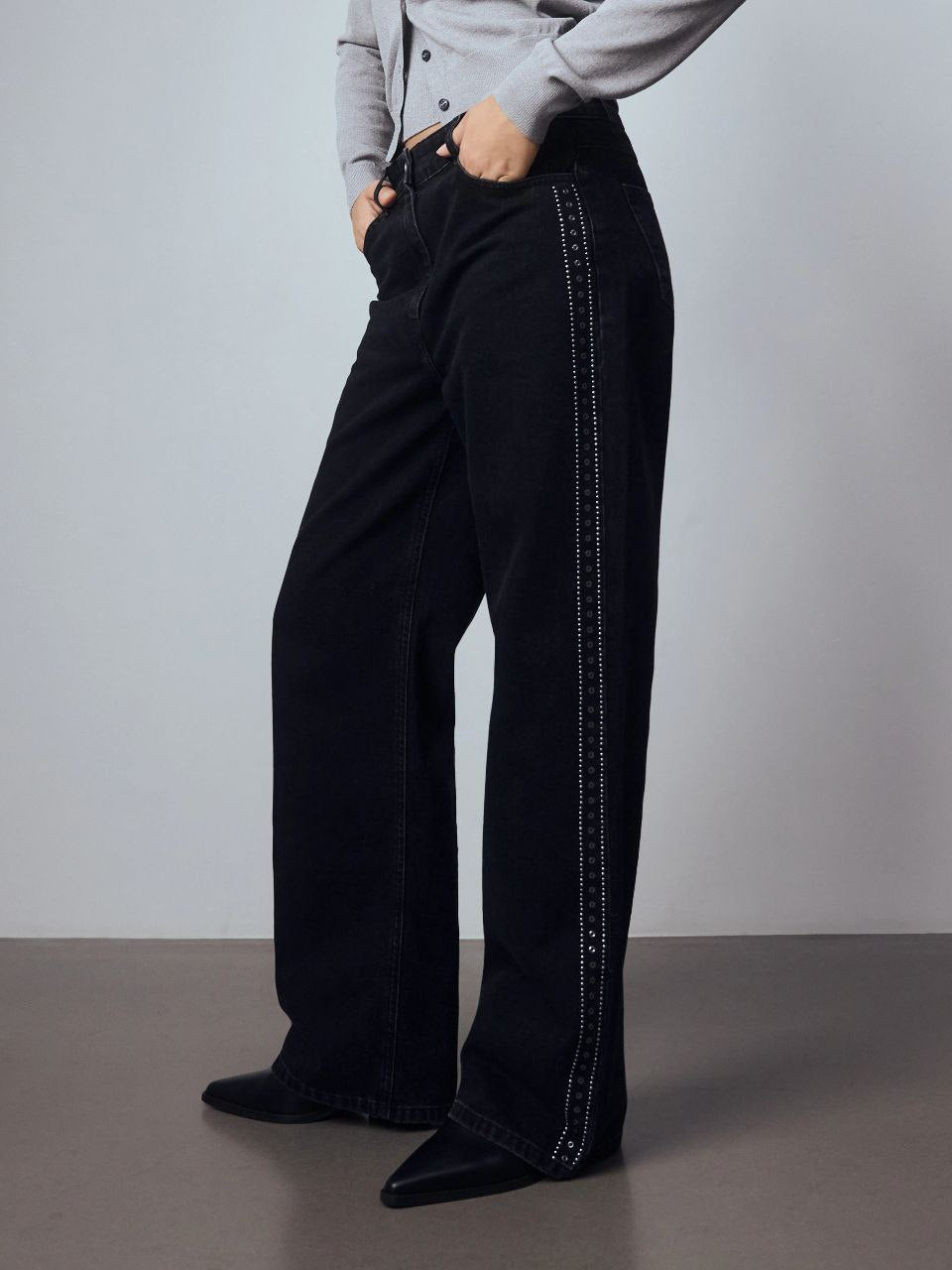 RESERVED Taş Şeritli Wideleg Jean