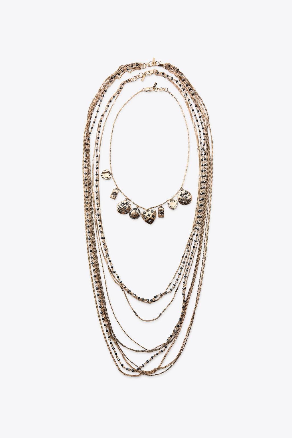 ZARA 3'LÜ ZİNCİR BONCUK CHARM KOLYE SETİ