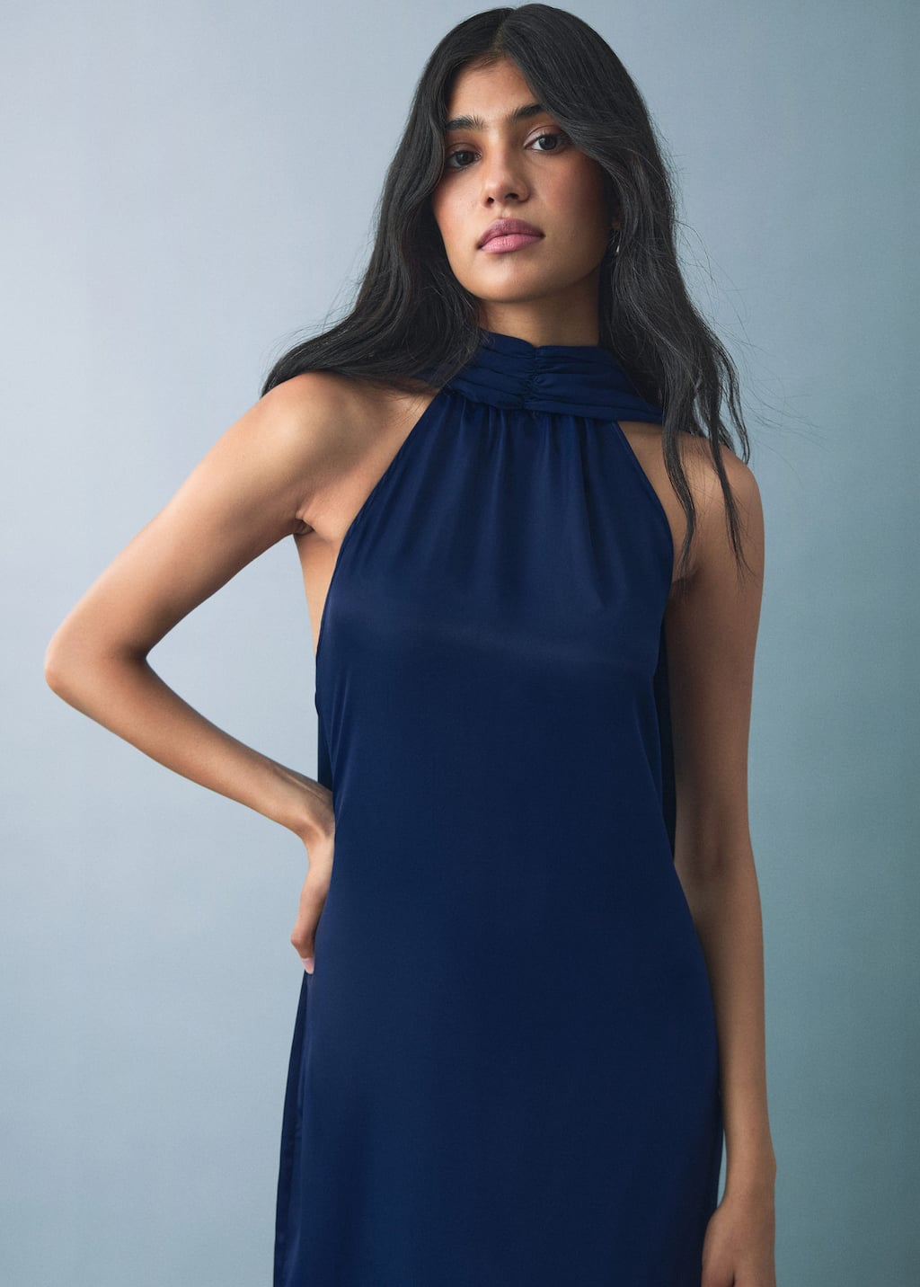 MANGO Halter Yaka Saten Elbise