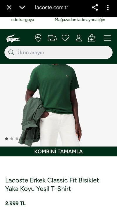 Lacoste Classic Fit Bisiklet Yaka T-Shirt
