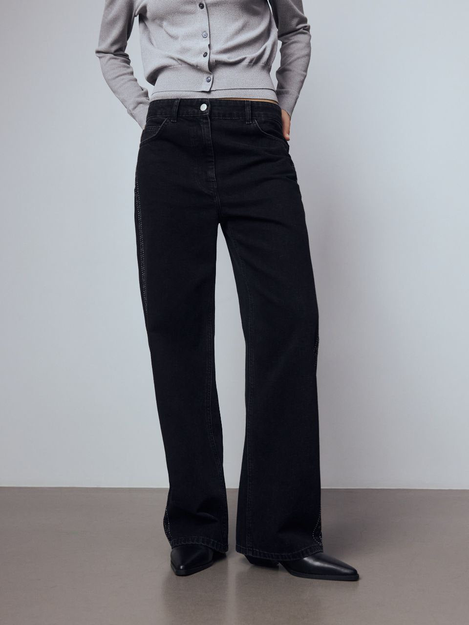 RESERVED Taş Şeritli Wideleg Jean