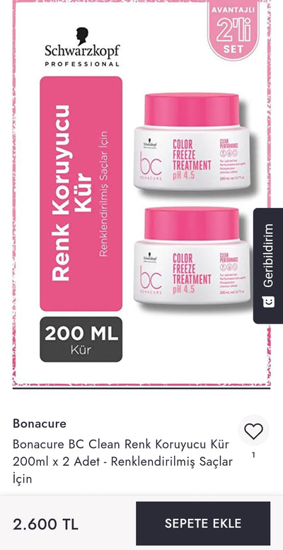 Bonacure Bc Clean Renk Koruyucu Kür 200 ml
