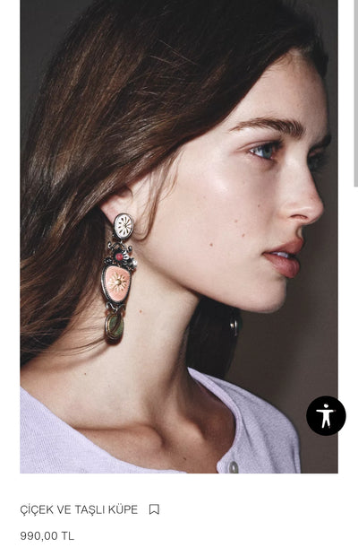 ZARA Çiçek ve Taşlı Küpe
