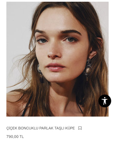ZARA ÇİÇEK BONCUKLU PARLAK TAŞLI KÜPE