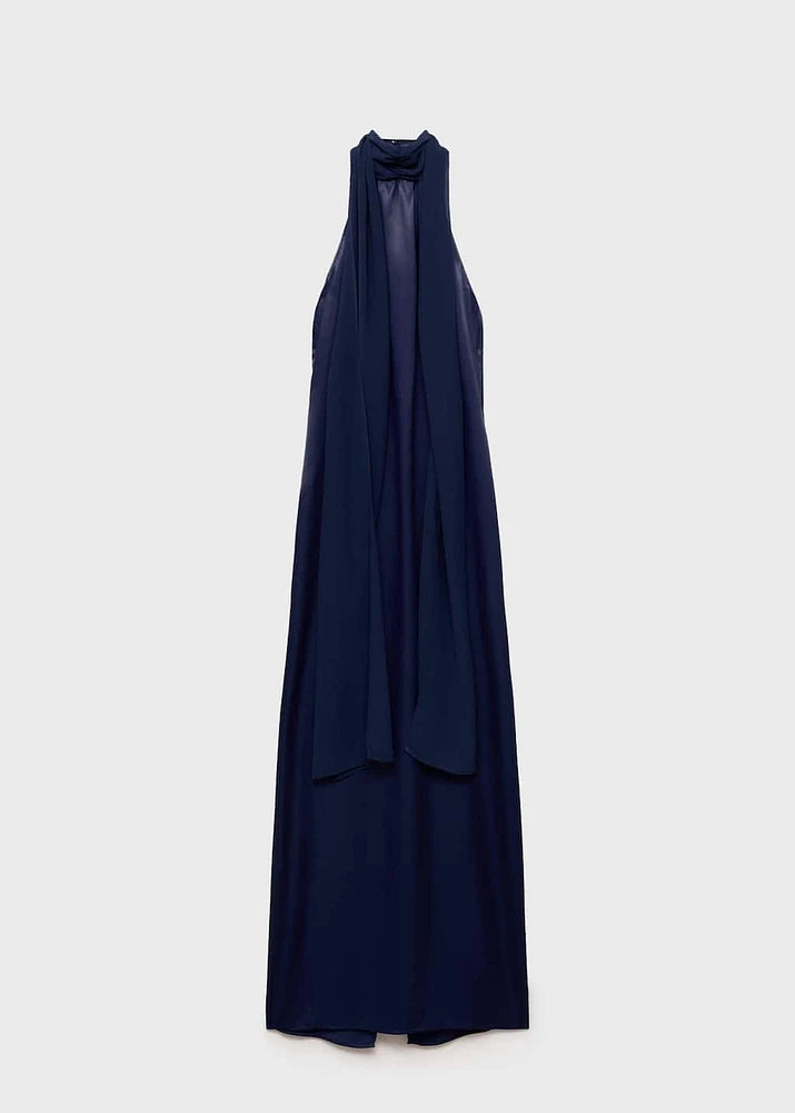 MANGO Halter Yaka Saten Elbise
