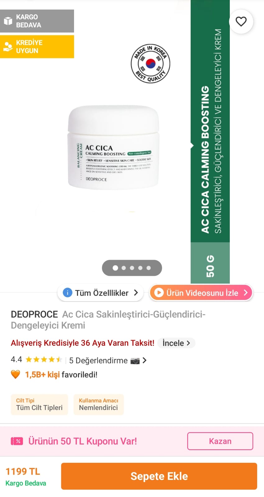 DEOPROCE AC CICA Sakinleştirici Güçlendirici Dengeleyici Krem