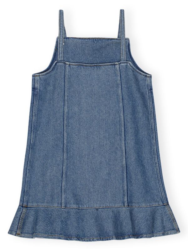 GANNI Fırfırlı Denim Elbise