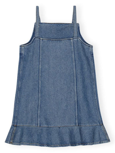 GANNI Fırfırlı Denim Elbise